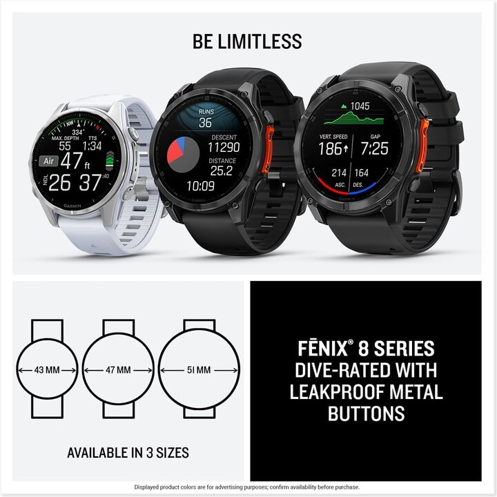 Garmin Fenix 8 AMOLED 47mm Acero Negro - Reloj Inteligente