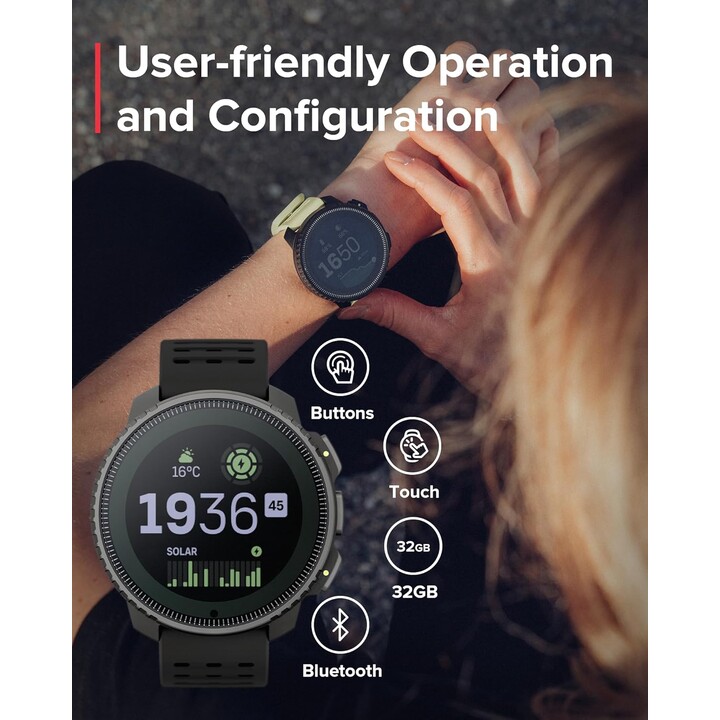 Suunto Vertical Solar All Black reloj deportivo GPS con mapas offline, doble banda, batería 60 días, negro