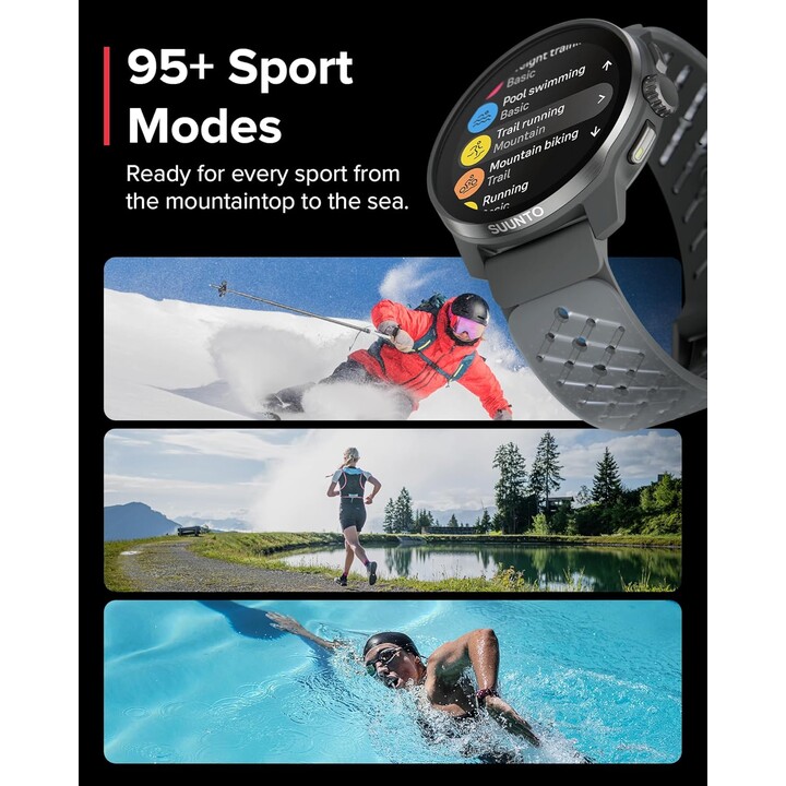 Suunto Race S, Sports Watch, Ligero, GPS, pantalla táctil AMOLED y corona digital, batería de 13 días, grafito de titanio