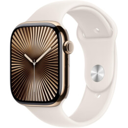 Apple Watch Series 10 GPS Cellular 46mm con Caja de Titanio Dorado con Correa Deportiva starlight S/M