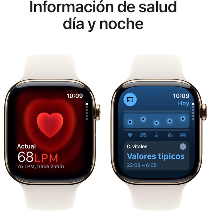 Apple Watch Series 10 GPS Cellular 46 mm avec boîtier en titane doré avec bracelet sport Starlight S/M