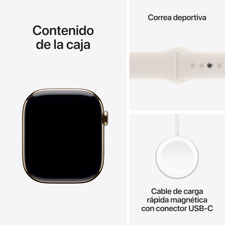 Apple Watch Series 10 GPS Cellular 46 mm avec boîtier en titane doré avec bracelet sport Starlight S/M