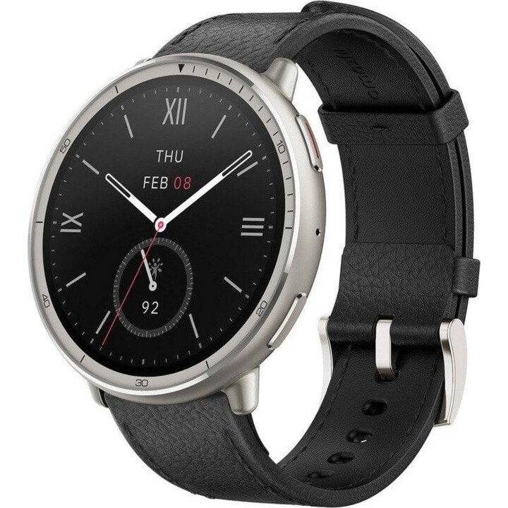 Amazfit Active 2 NFC Smartwatch 1.32" 2,000nits Offline Maps Silver with 2 Straps Black and Red