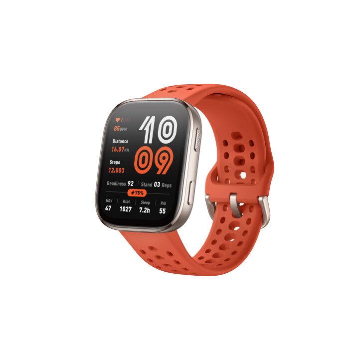 Amazfit Bip 6, Rot, 5 cm (1,97 Zoll), AMOLED Digital, 390 x 450 Pixel, Touchscreen, Silber, GPS (Satellit)