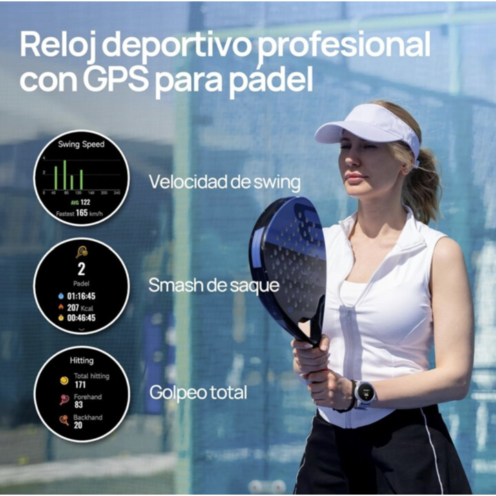 Mibro Gs Active 2 Smartwatch con estadísticas de muñeca, GPS, resistencia al agua 5 ATM, pantalla AMOLED de 1,32", 20 días de au