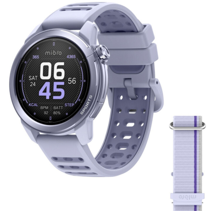 Mibro GS Active 2 Smartwatch, Padel Statistics, GPS, 5ATM, 1.32" AMOLED Display, 20-Day Auto, Lilac