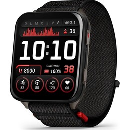 Garmin Venu X1 8.4 cm (2") AMOLED Digital 396 x 484 Pixeles Pantalla Tacti Caja de Titanio Gris Correa de Nailon Negro