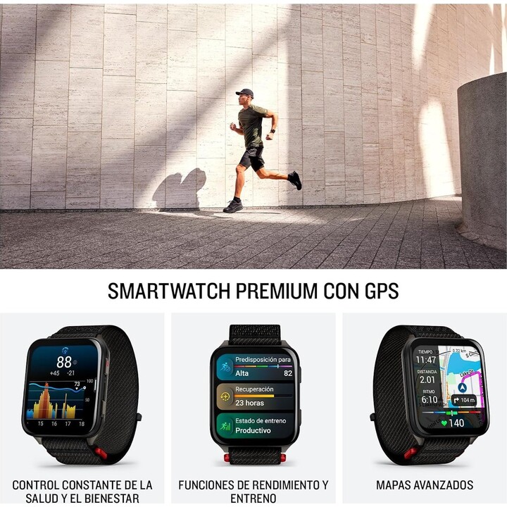 Garmin Venu X1 8.4 cm (2") AMOLED Digital 396 x 484 Pixeles Pantalla Tacti Caja de Titanio Gris Correa de Nailon Negro