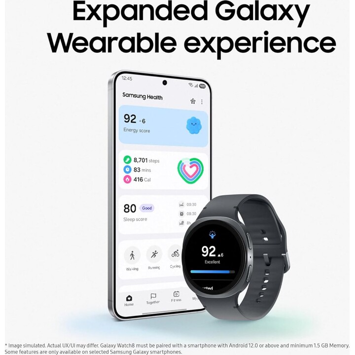 Samsung Galaxy Watch8, 44mm, LTE Bluetooth, AI Smart Watch, 3nm Processor, Health & Sleep Coach, Silver