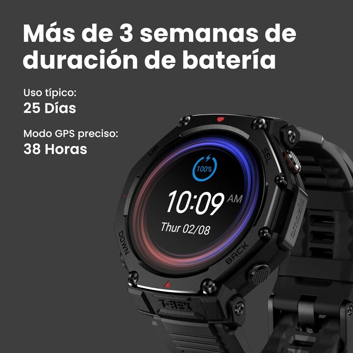 Amazfit T-Rex 3 Pro, Smartwatch deportivo para hombre, pantalla AMOLED de zafiro, bisel de titanio, GPS de doble banda