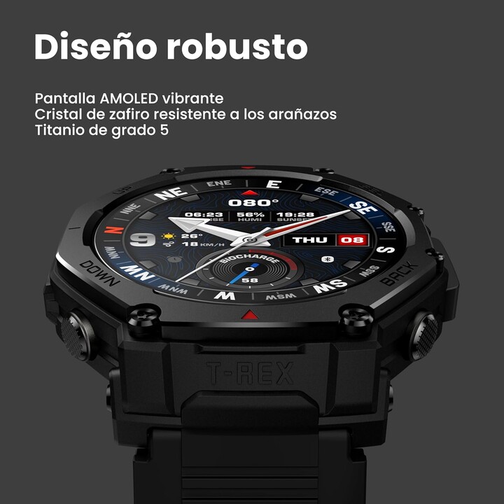 Amazfit T-Rex 3 Pro, Smartwatch deportivo para hombre, pantalla AMOLED de zafiro, bisel de titanio, GPS de doble banda