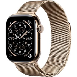 Apple Watch Series 11 GPS Cellular 42mm Gold Titanium Case with Gold Milanese Loop - One Size