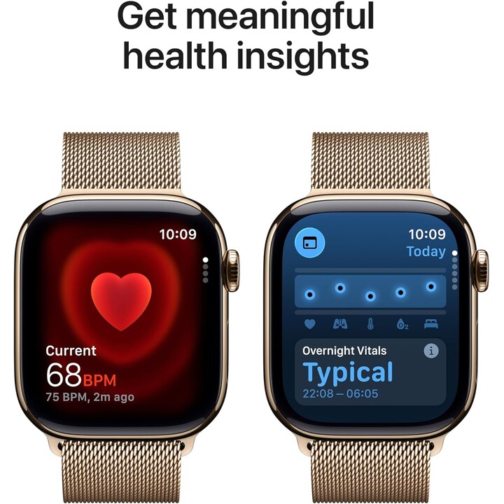 Apple Watch Series 11 GPS Cellular 42 mm Caja de titanio dorado con correa milanesa dorada - Talla única