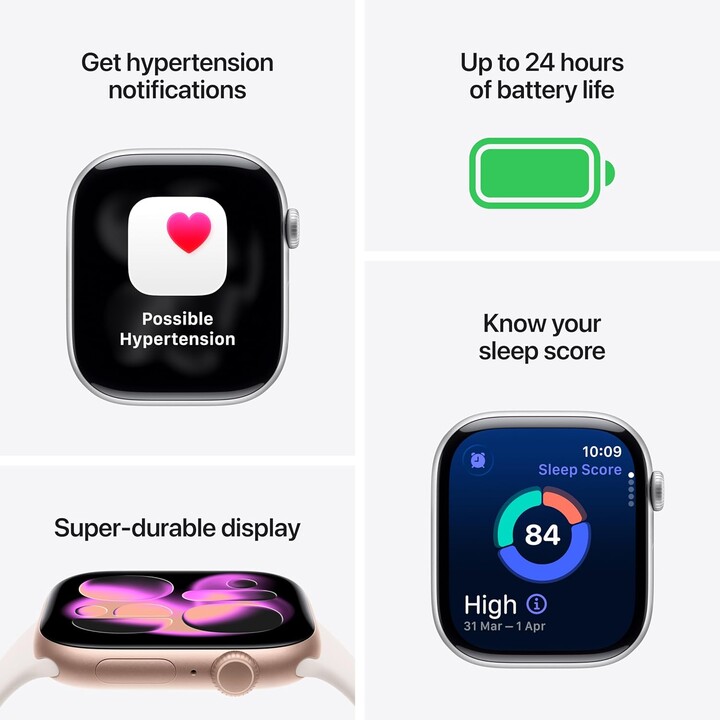 Apple Watch Series 11 GPS 46mm, Caja de Aluminio Gris Espacial con Correa Deportiva Negra, Tamaño S/M