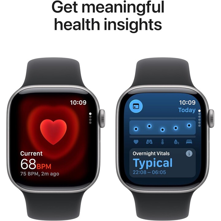 Apple Watch Series 11 GPS 46mm, Caja de Aluminio Gris Espacial con Correa Deportiva Negra, Tamaño S/M