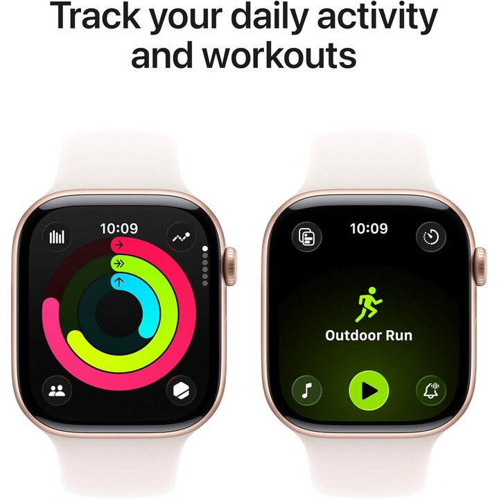 Apple Watch Series 11 GPS 42mm Rose gold aluminum case and blush pink sports strap Size S/M