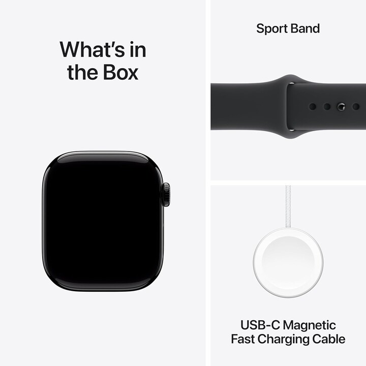 Apple Watch Series 11 GPS 42mm Caja de aluminio en negro azabache y correa deportiva negra Talla M/L