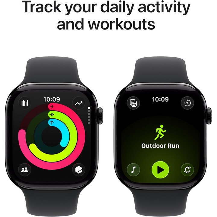 Apple Watch Series 11 GPS 46mm Caja de aluminio en negro azabache y correa deportiva negra Talla S/M