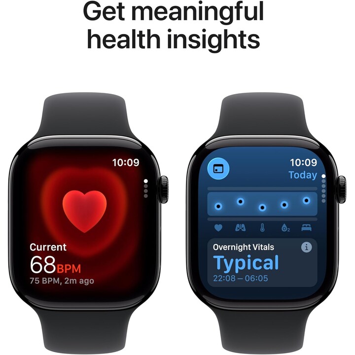 Apple Watch Series 11 GPS 46mm Caja de aluminio en negro azabache y correa deportiva negra Talla S/M