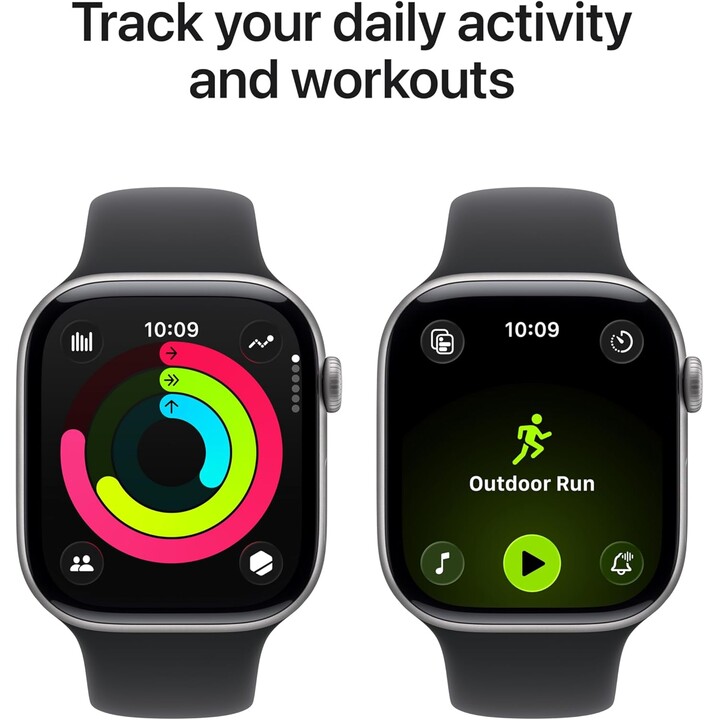 Apple Watch Series 11 GPS 46mm, Space Grey Aluminium Case with Black Sport Band, Size M/L