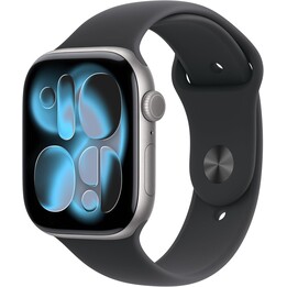 Apple Watch Series 11 GPS Cellular 46mm, Caja de Aluminio Gris Espacial con Correa Deportiva Negra, Tamaño M/L