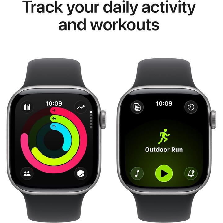 Apple Watch Series 11 GPS 42mm, Caja de Aluminio Gris Espacial con Correa Deportiva Negra, Tamaño S/M