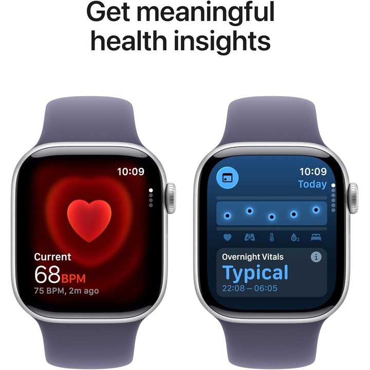 Apple Watch Series 11 GPS 42mm, Caja de Aluminio Gris Espacial con Correa Deportiva Niebla Lila, Tamaño S/M