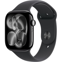 Apple Watch Series 11 GPS Cellular 46mm Caja de aluminio en negro azabache y correa deportiva negra Talla S/M