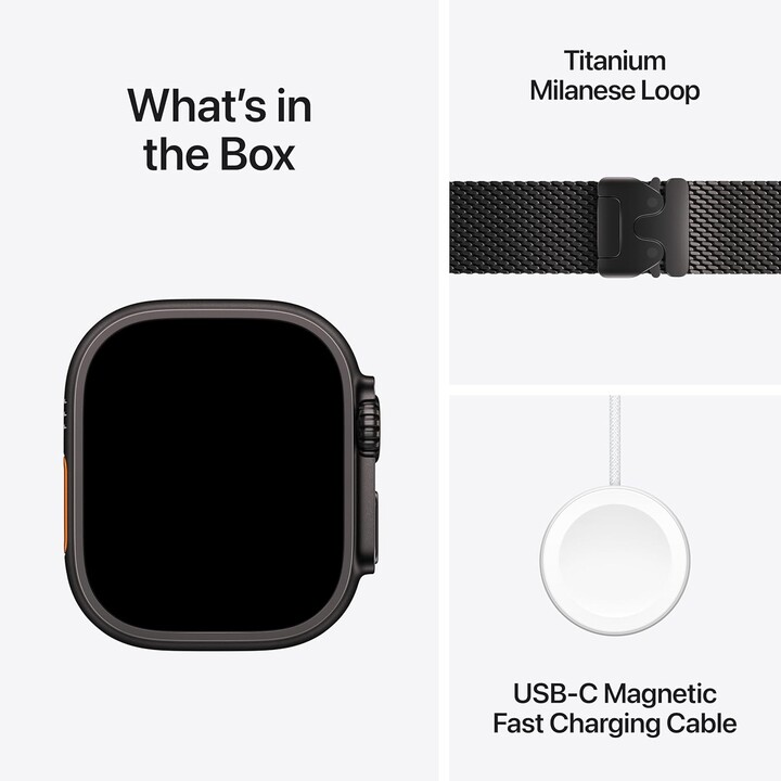 Apple Watch Ultra 3 GPS Cellular 49 mm, caja resistente de titanio negra con correa milanesa negra, talla L