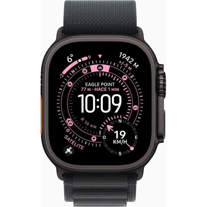 Apple Watch Ultra 3 GPS Cellular 49 mm Boîtier en titane noir avec grand passant alpin noir - Taille S