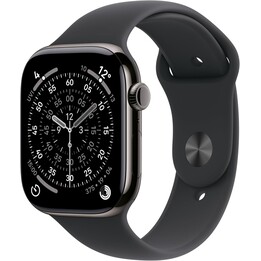Apple Watch Series 11 GPS Cellular 46mm Caja de titanio negro pizarra y correa deportiva negra - Talla M/L