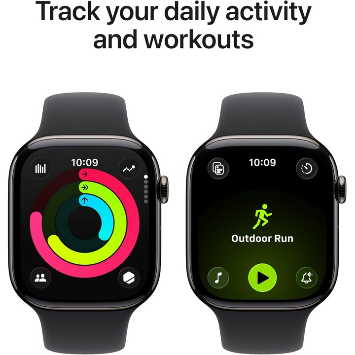 Apple Watch Series 11 GPS Cellular 46mm Caja de titanio negro pizarra y correa deportiva negra - Talla M/L