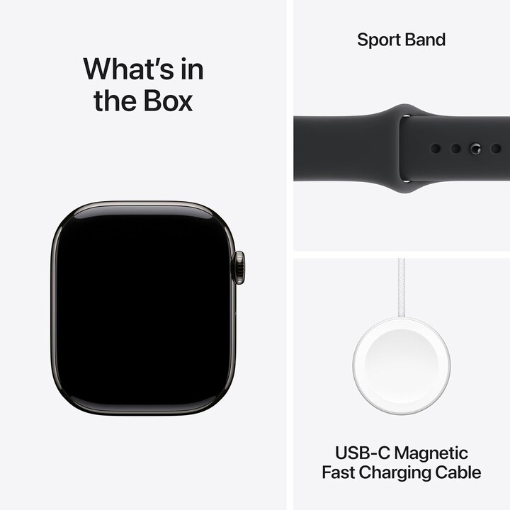 Apple Watch Series 11 GPS Cellular 46mm Caja de titanio negro pizarra y correa deportiva negra - Talla M/L