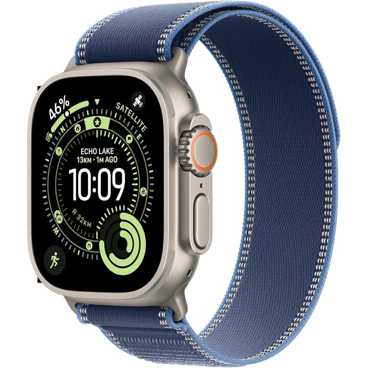 Apple Watch Ultra 3 GPS Cellular 49mm Caja de titanio natural Correa Loop Trail Azul brillante - Talla S/M