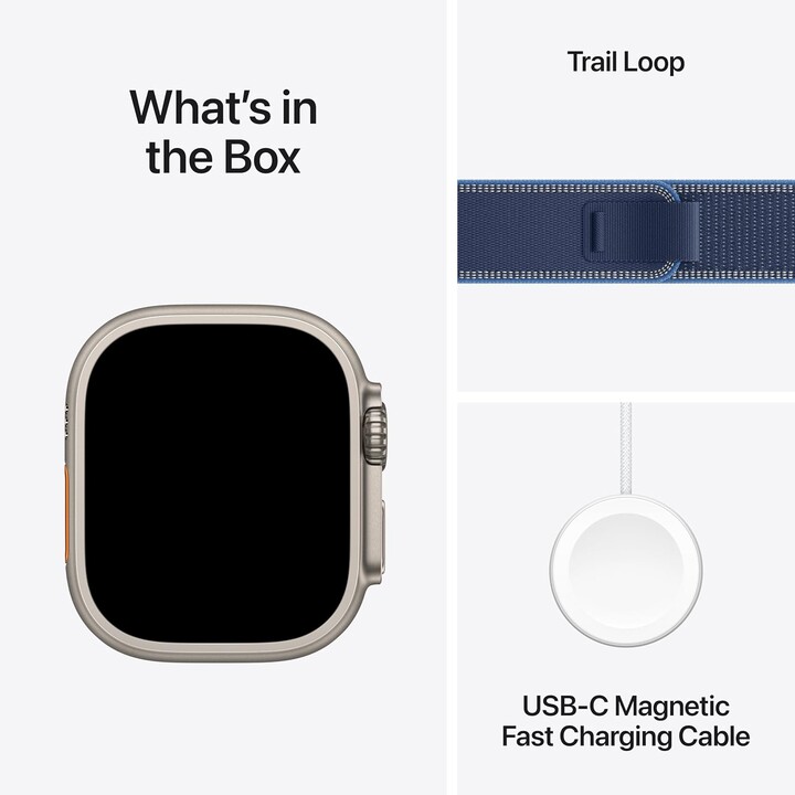 Apple Watch Ultra 3 GPS Cellular 49mm Caja de titanio natural Correa Loop Trail Azul brillante - Talla S/M