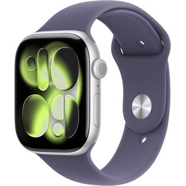 Apple Watch Series 11 GPS Cellular 46mm Silver Aluminium Case with Purple Fog Sport Band, Size M/L
