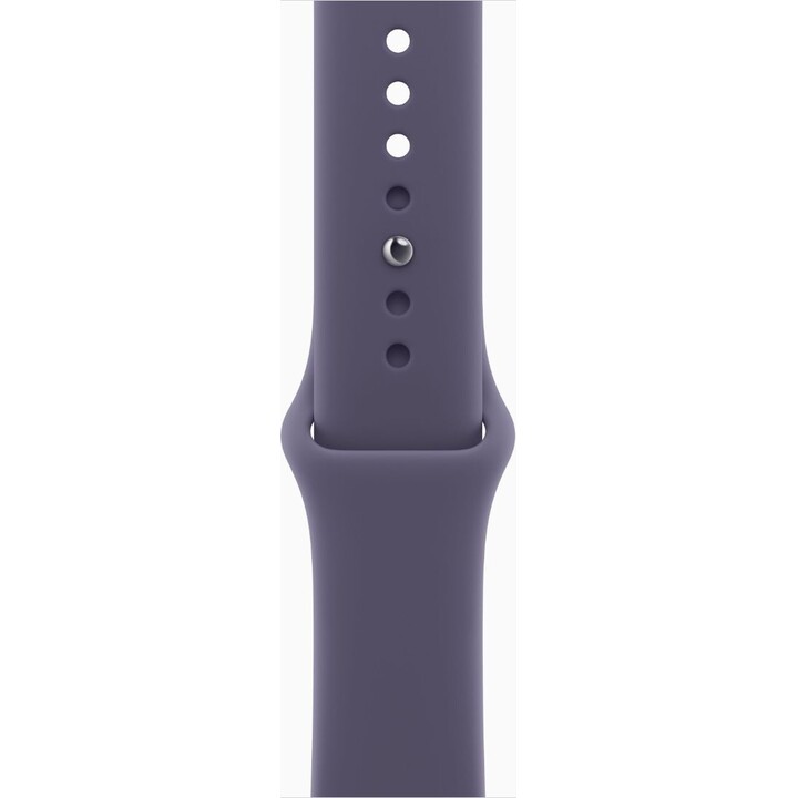 Apple Watch Series 11 GPS Cellular Cassa in alluminio color argento da 46 mm con cinturino sportivo viola nebbia, taglia M/L