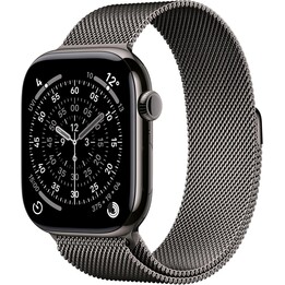 Apple Watch Series 11 GPS Cellular 46 mm Schiefer-Titangehäuse mit Schiefer-Milanese-Loop-Armband – Größe M/L