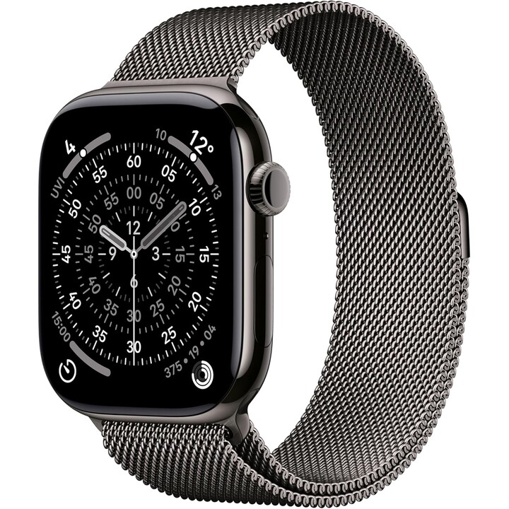 Apple Watch Series 11 GPS Cellular 46 mm Schiefer-Titangehäuse mit Schiefer-Milanese-Loop-Armband – Größe M/L