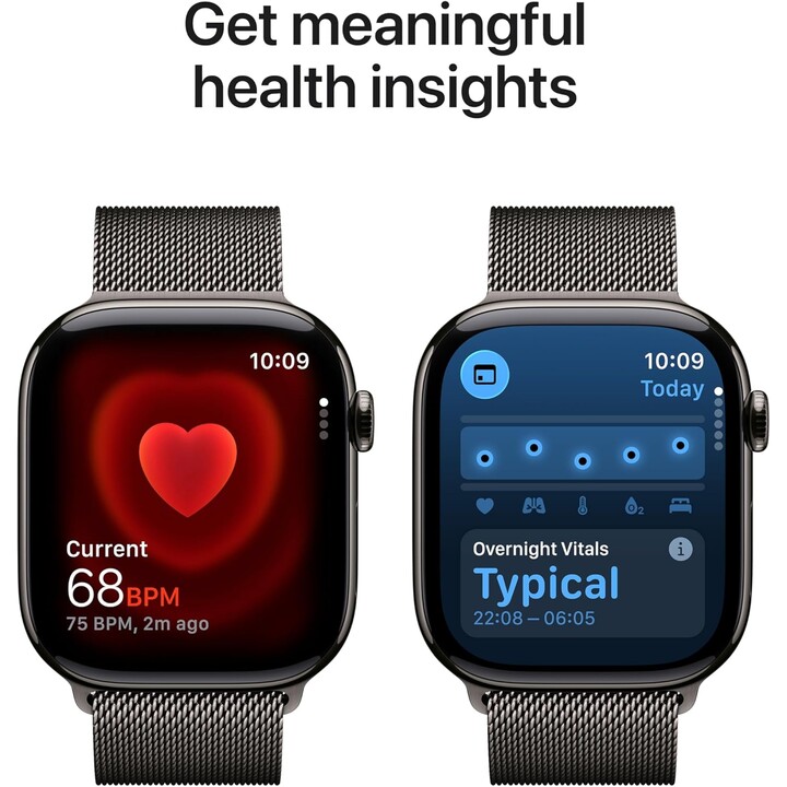 Apple Watch Series 11 GPS Cellular 46 mm Schiefer-Titangehäuse mit Schiefer-Milanese-Loop-Armband – Größe M/L