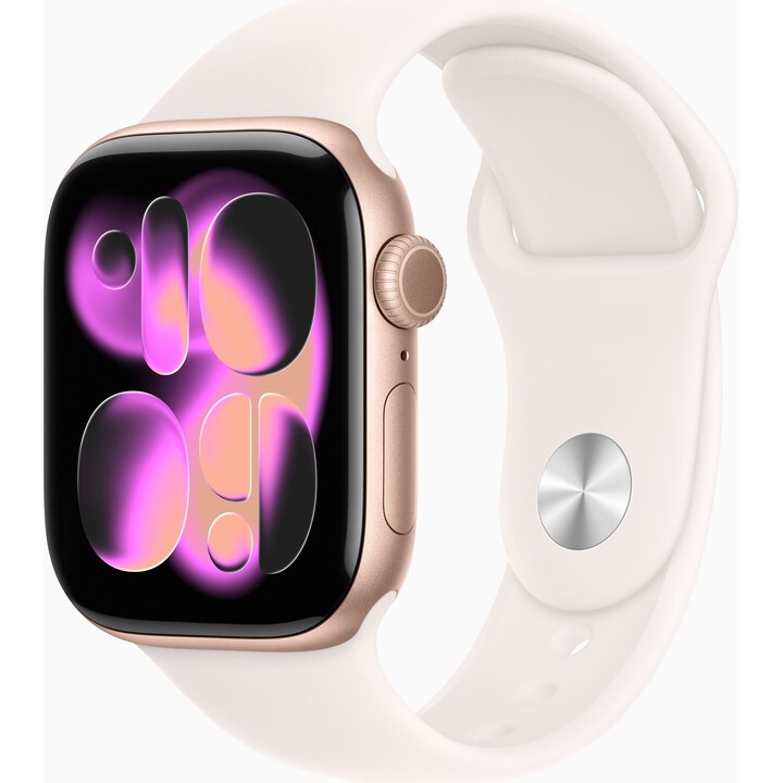 Apple Watch Series 11 GPS Cellular Cassa in alluminio oro rosa da 42 mm con cinturino sportivo rosa cipria - Taglia S/M