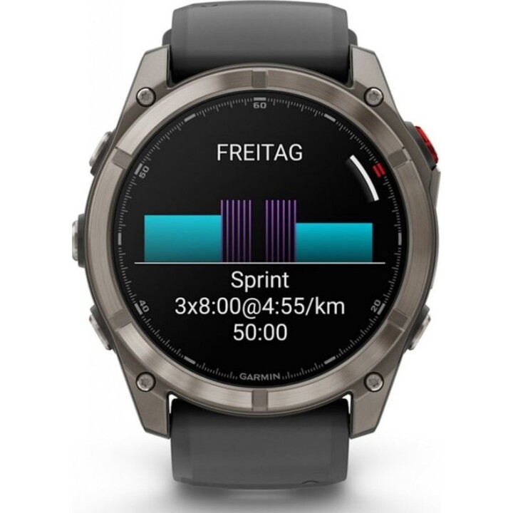 Garmin Fēnix 8 Pro 51 mm AMOLED Zafiro Grau Titan mit schwarzem Silikongehäuse