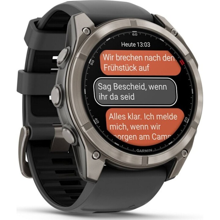 Garmin Fēnix 8 Pro 51 mm AMOLED Zafiro Gris Titanio con correa de Silicona Negra