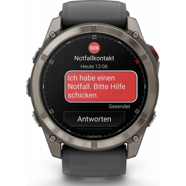 Garmin Fēnix 8 Pro 51 mm AMOLED Zafiro Grau Titan mit schwarzem Silikongehäuse