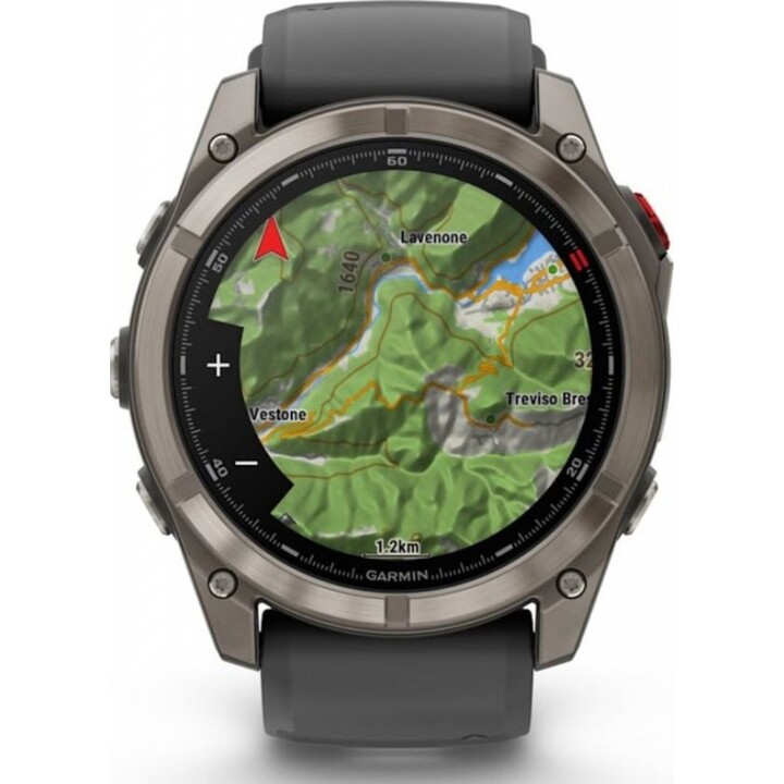 Garmin Fēnix 8 Pro 51 mm AMOLED Zafiro Grau Titan mit schwarzem Silikongehäuse