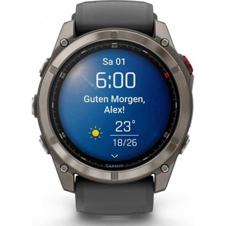 Garmin Fēnix 8 Pro 51 mm AMOLED Zafiro Gris Titanio con correa de Silicona Negra