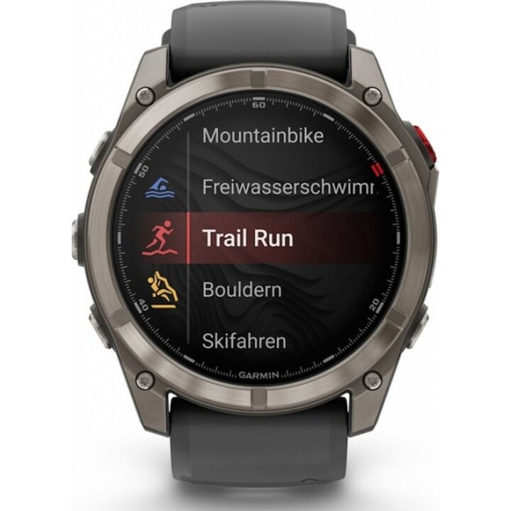 Garmin Fēnix 8 Pro 51 mm AMOLED Zafiro Cinza Titânio com pulseira de Silicone Preta