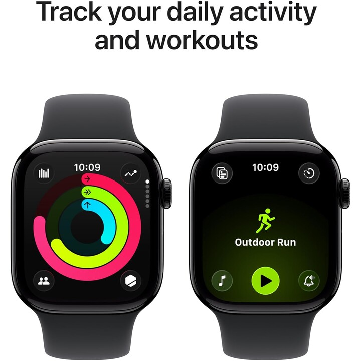 Apple Watch Series 11 GPS Cellular 42mm Caja de aluminio en negro azabache y correa deportiva negra Talla M/L