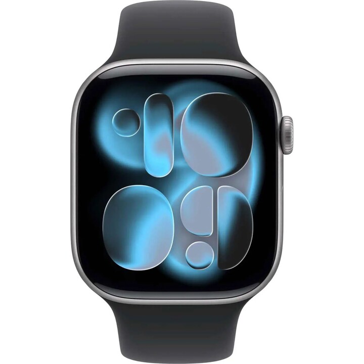 Apple Watch Series 11 GPS Cellular 42mm Space Gray Aluminum Case with Black Sport Band M/L
