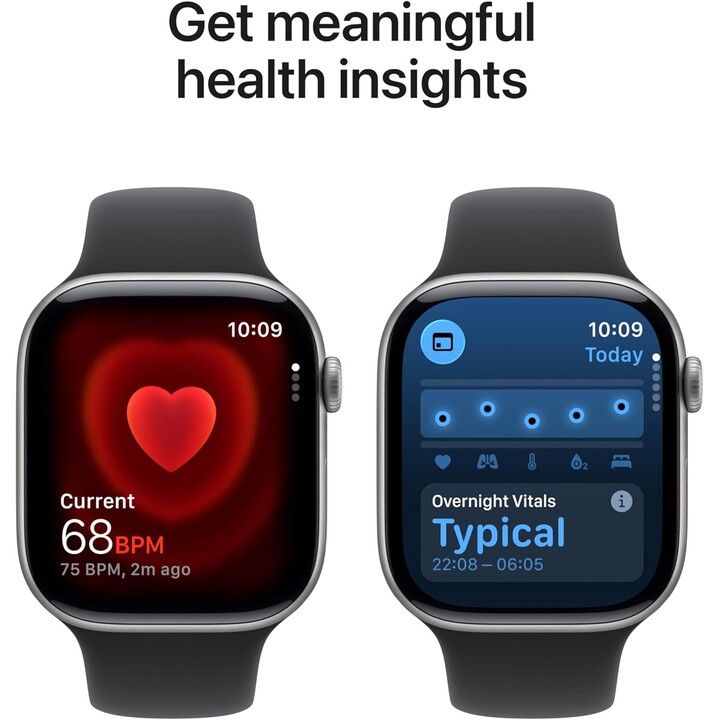 Apple Watch Series 11 GPS Cellular 42mm Space Gray Aluminum Case with Black Sport Band M/L